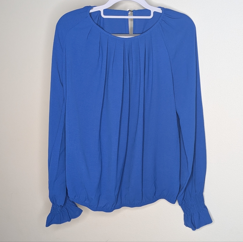 SHEIN Vibrant Blue Gathered Blouse